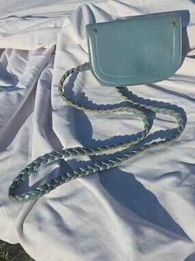 Anthropologie Robin's Egg Blue Baby Blue Vegan Leather Crossbody Purse RARE